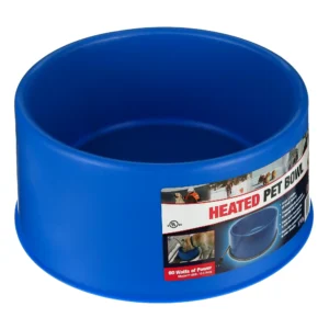 Round Heated Plastic Pet Bowl - Blue