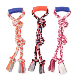 Flossy Chew Twin Tug w/ Rubber Handle - Medium