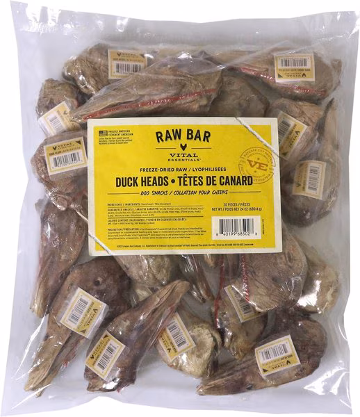 RAW BAR Freeze Dried Duck Heads 1 oz. wrapped