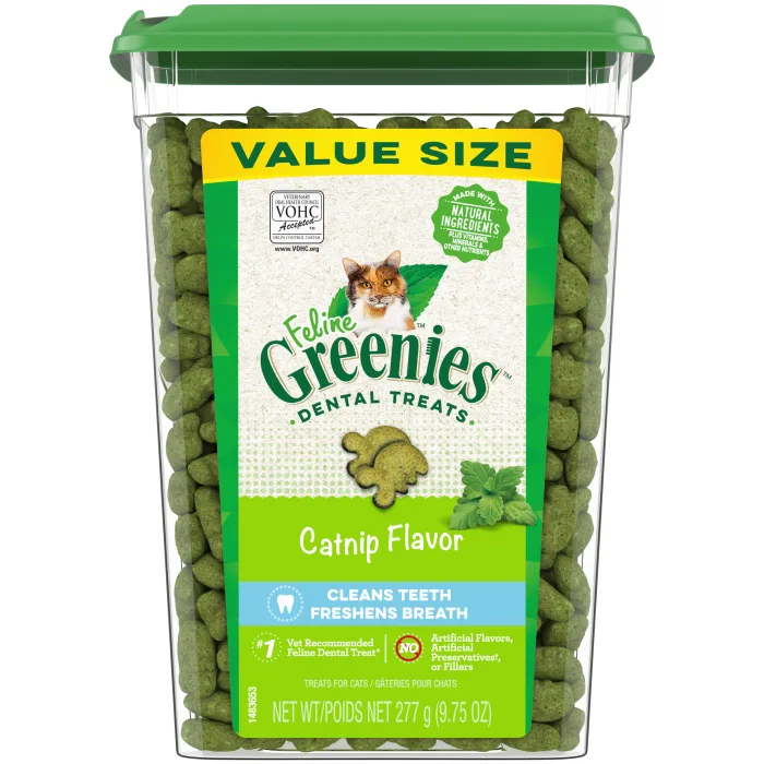 Greenies Feline Dental Treat Jumbo Tub - Catnip Flavor