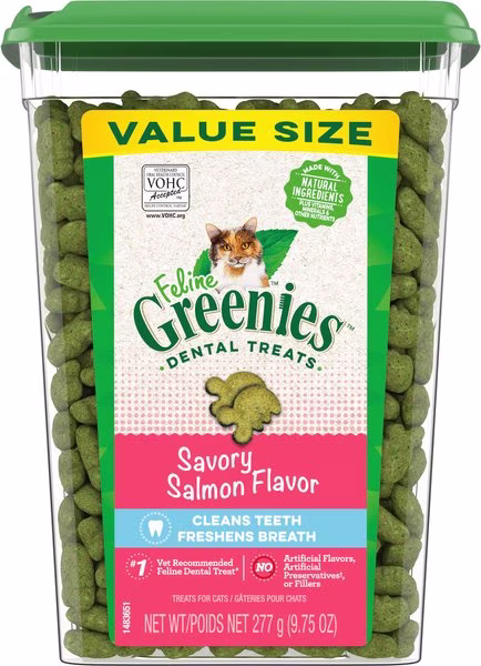 Greenies Feline Dental Treat Jumbo Tub - Salmon Flavor