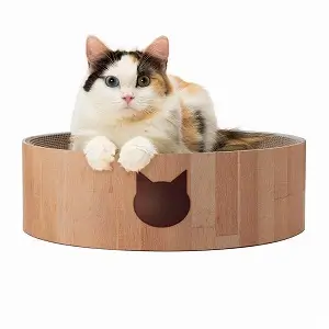 Cozy Cat Scratcher Bowl - Oak