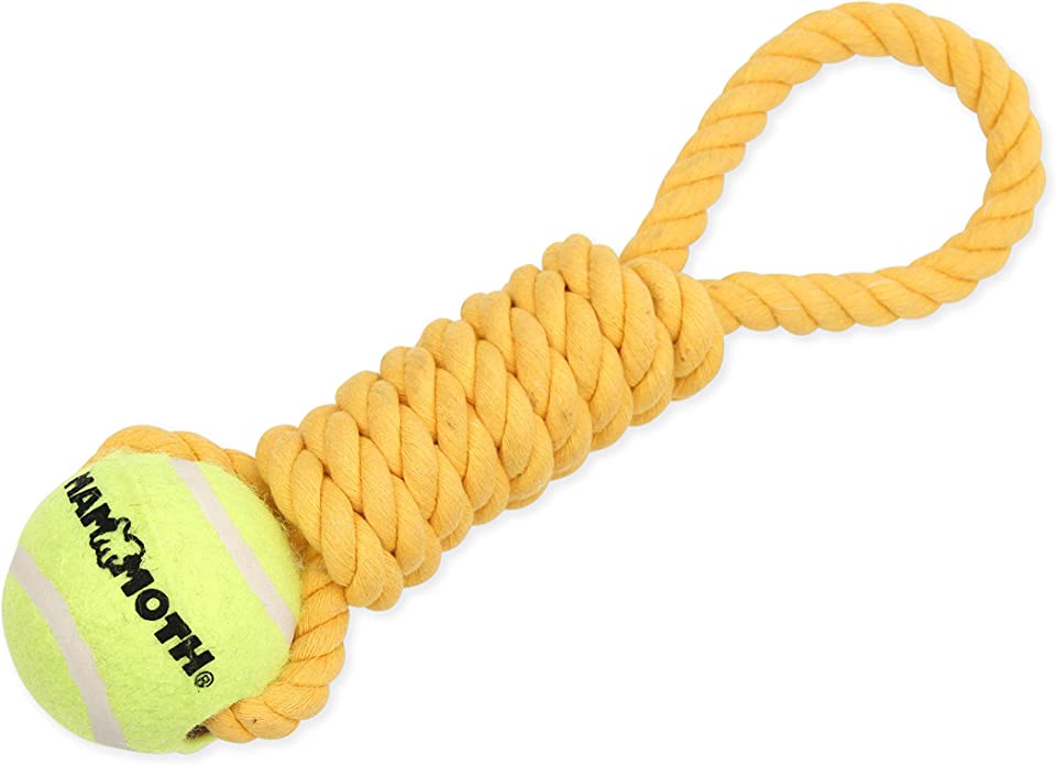 Flossy Chew Twister Pull Tug w/ Tennis Ball - Medium