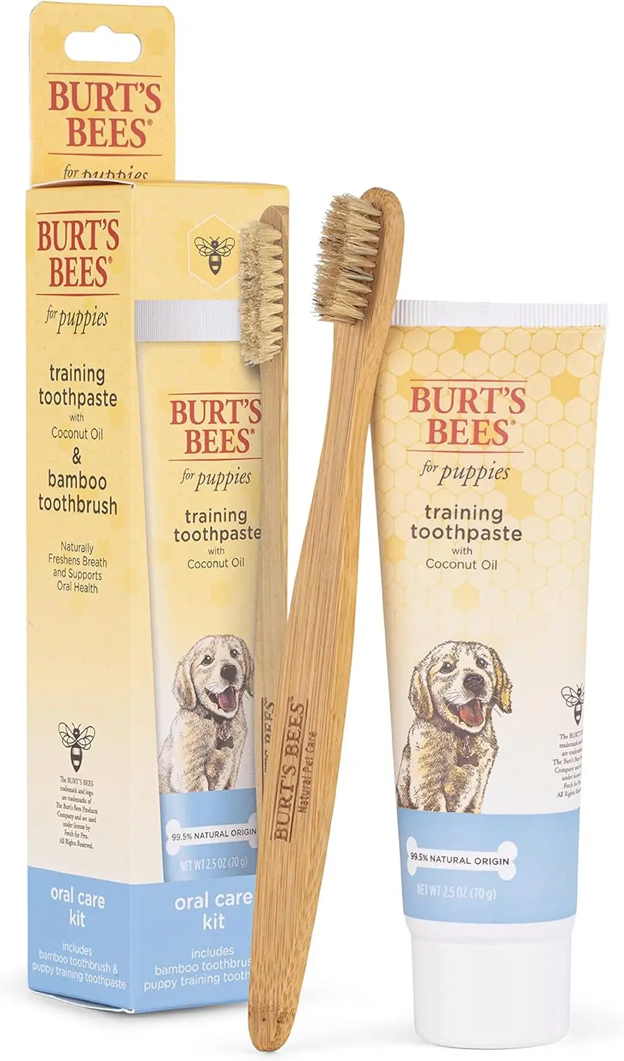 Natural Oral Care Kit for Puppies - Bamboo Brush & Flavorless Paste