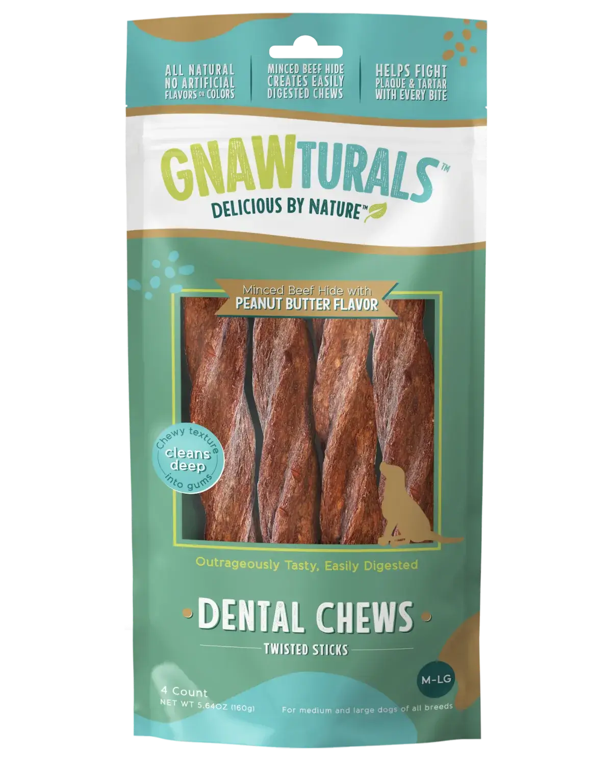 8" Large Twisted Stick Dental Chew - Peanut Butter
