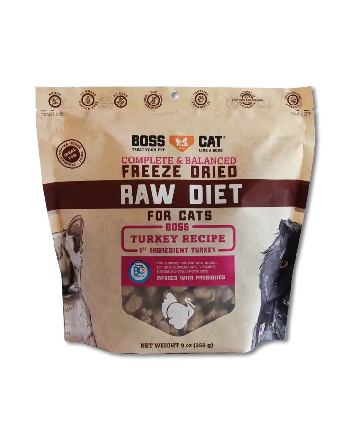 Freeze Dried Boss Cat Complete Raw Turkey Nuggs