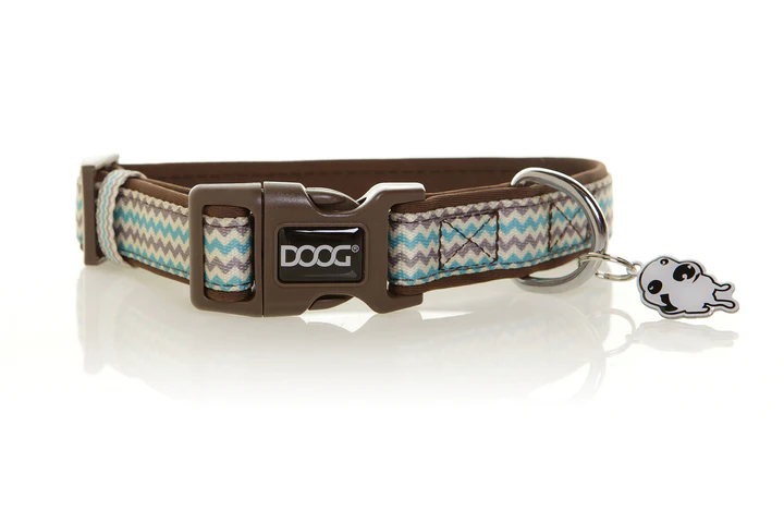 Collar - Benji - Brown & Blue Zigzag