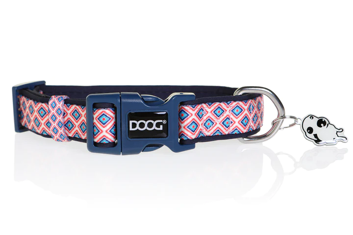 Collar - Gromit - White with Red & Blue Diamonds