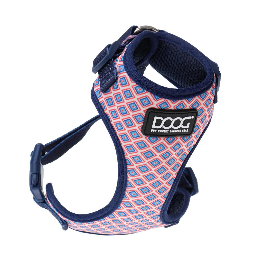 Neoflex Soft Harness - Gromit - White with Red & Blue Diamonds