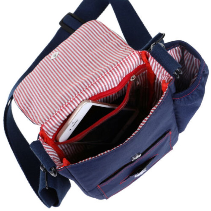 Shoulder Bag - Navy with Red