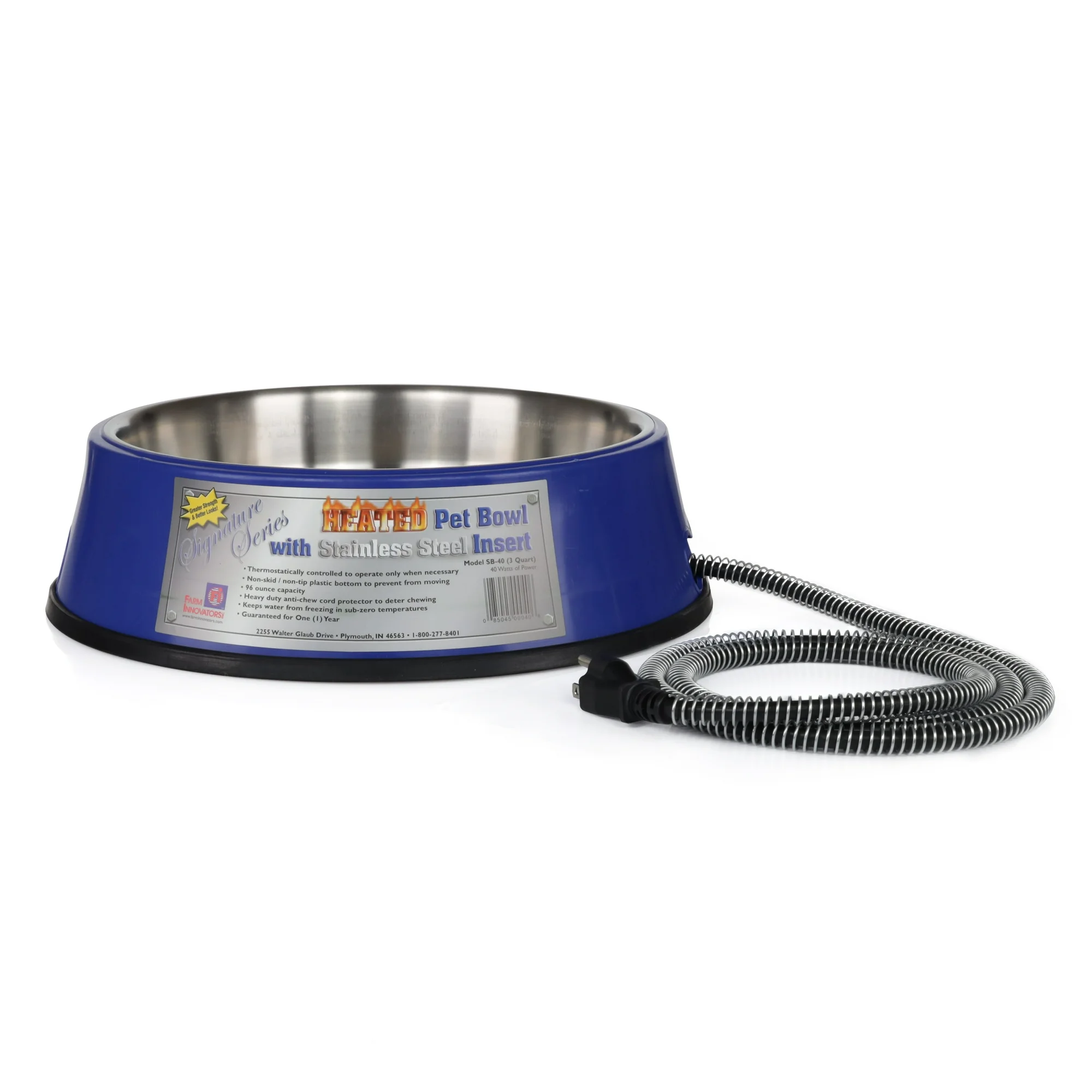 Heated Pet Bowl with Stainless - Blue