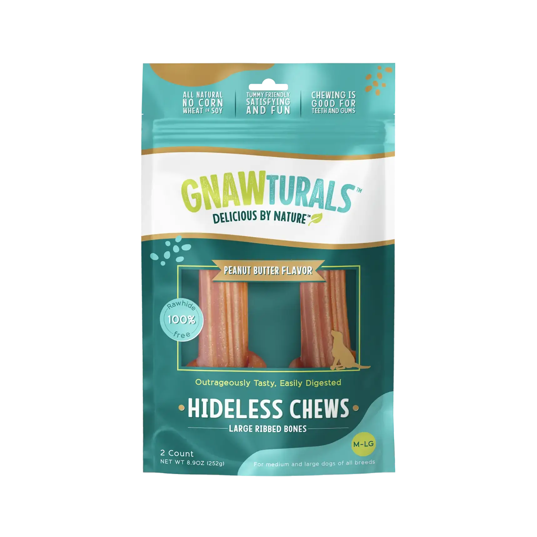 7" Large Hideless Ribbed Bone - Peanut Butter