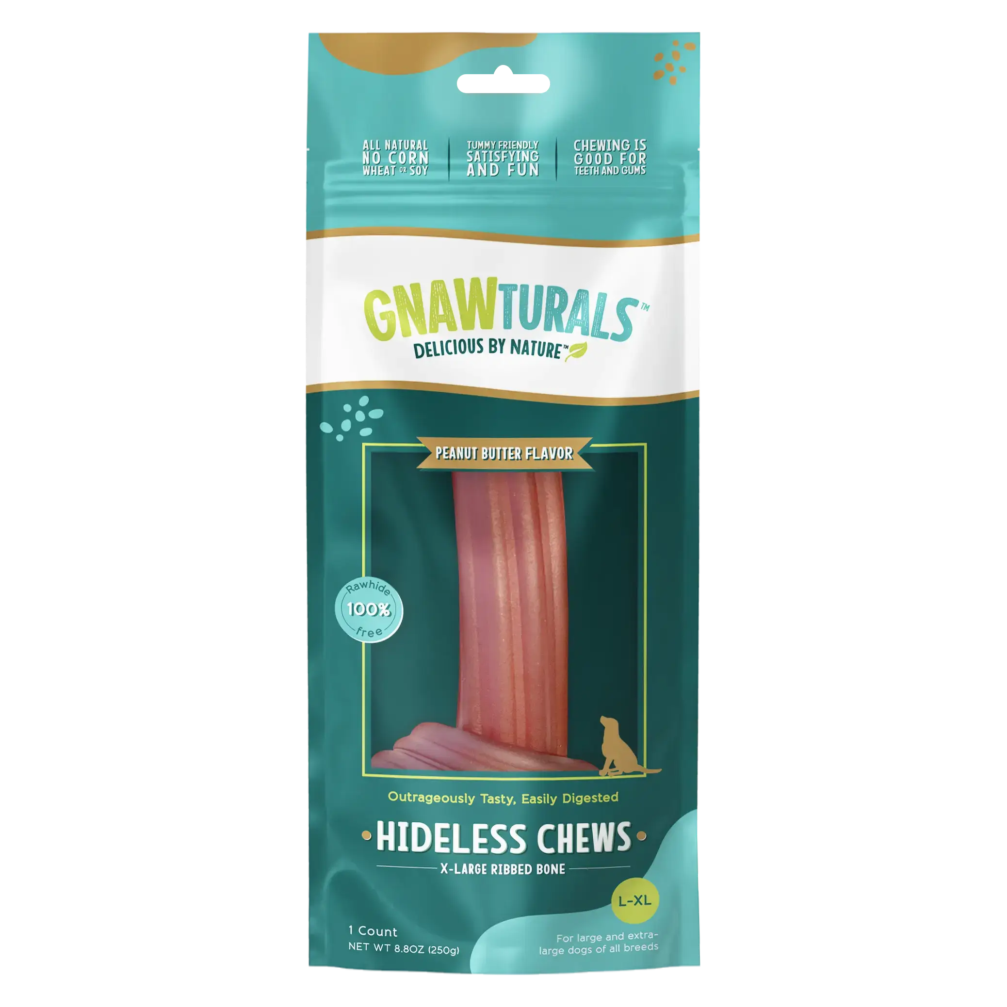 8.5" Jumbo Hideless Ribbed Bone - Peanut Butter