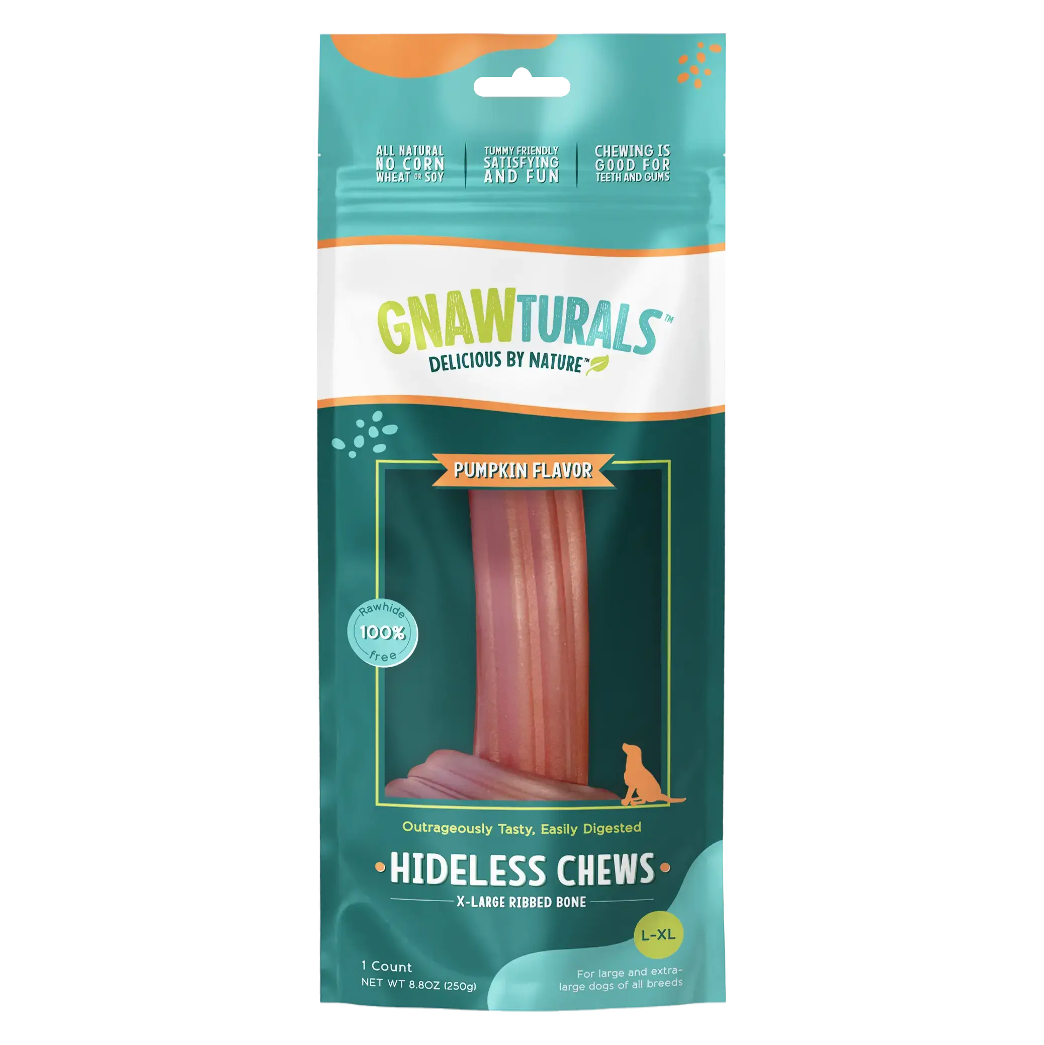 8.5" Jumbo Hideless Ribbed Bone - Pumpkin
