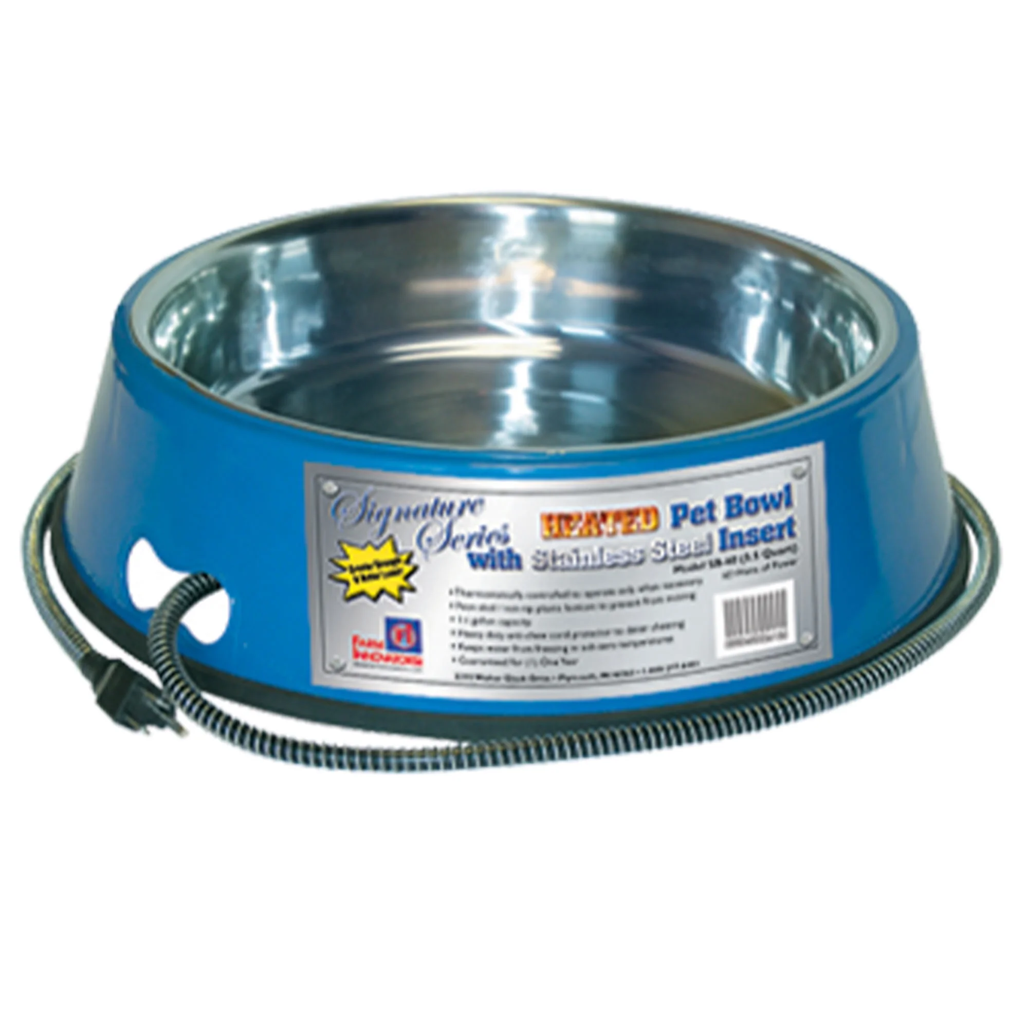 Heated Pet Bowl with Stainless - Blue