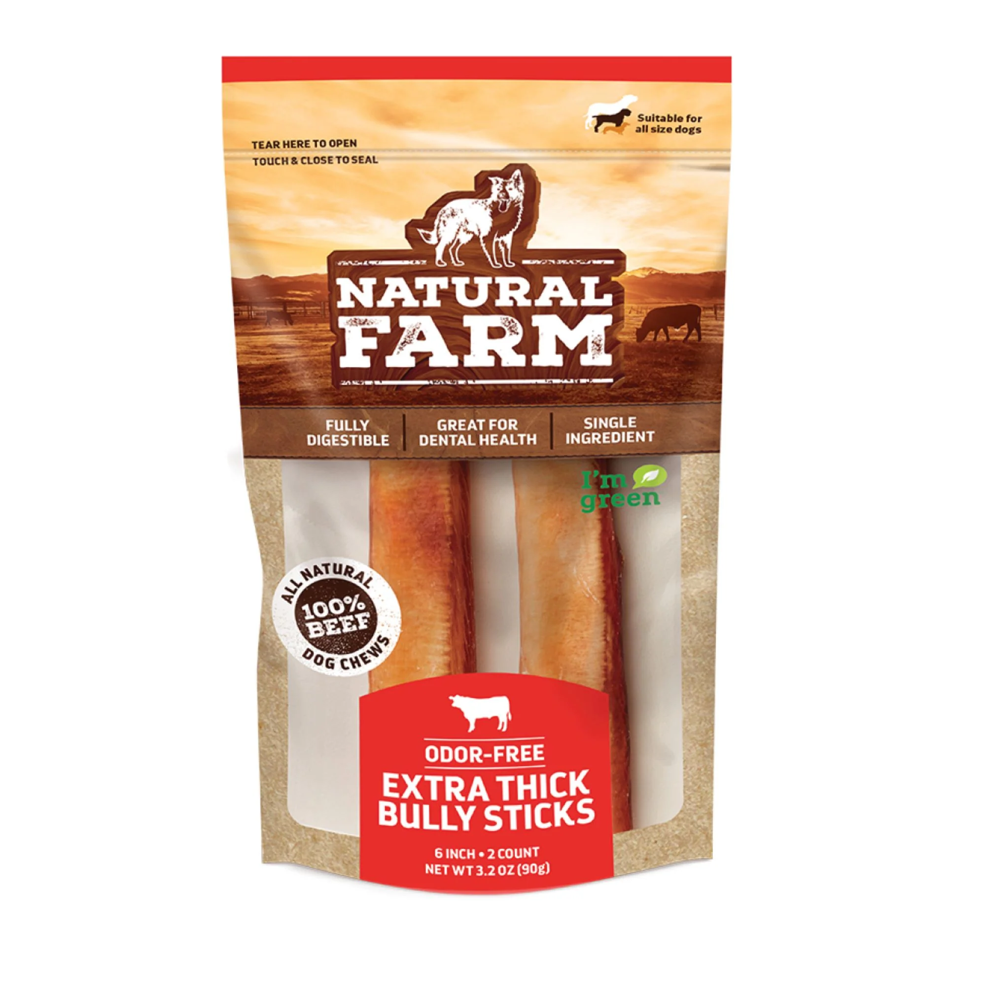 Odor Free Extra Thick Bully Sticks - 2 Pack