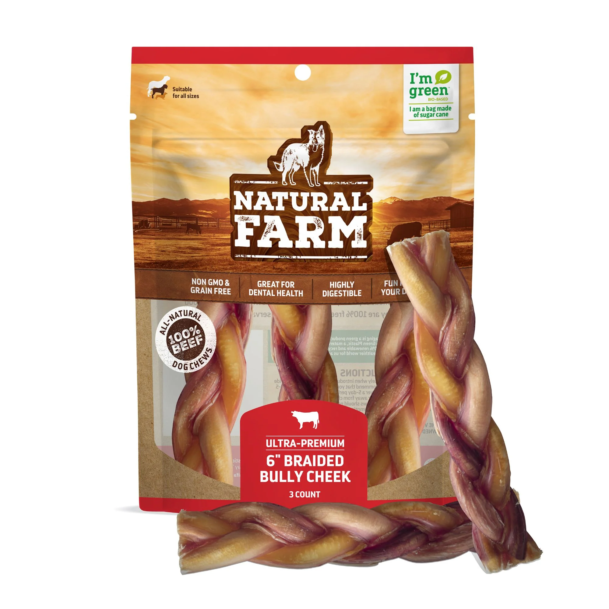 Braided Bully Cheek Sticks - 3 Pack
