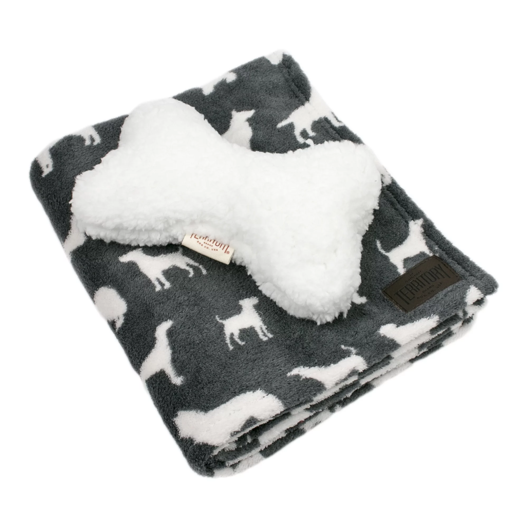 Blanket Gift Set - Grey Dog & Sherpa Bone