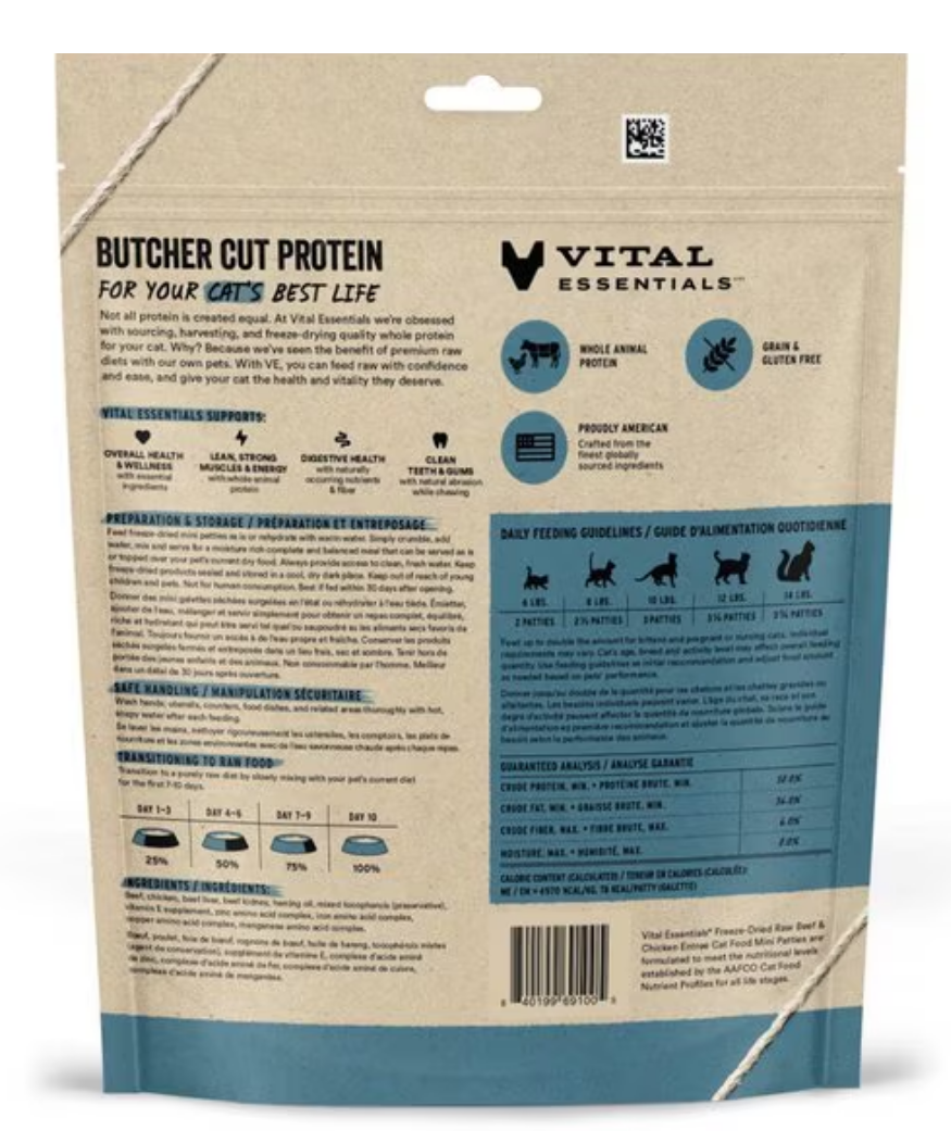 Freeze Dried Beef & Chicken Entrée Mini Patties