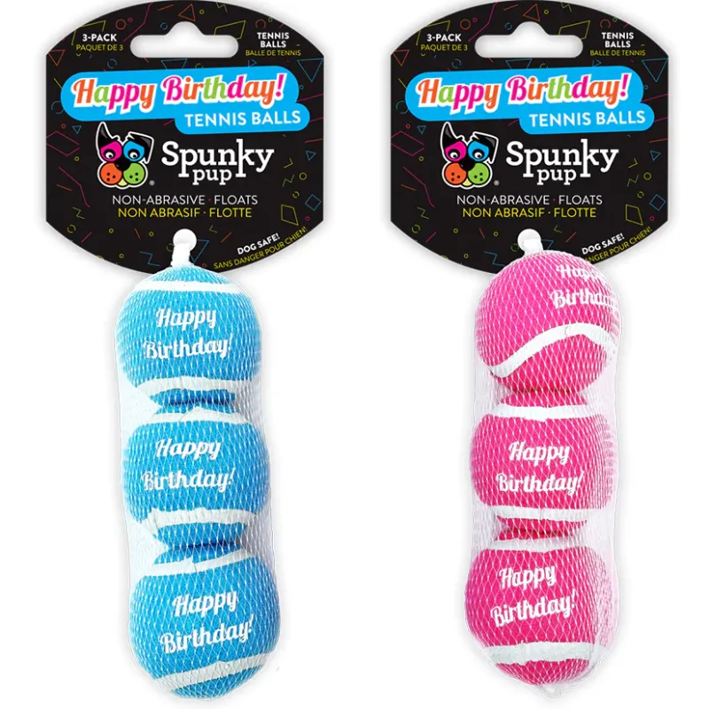 Tennis Balls - Happy Birthday - 3/Pack