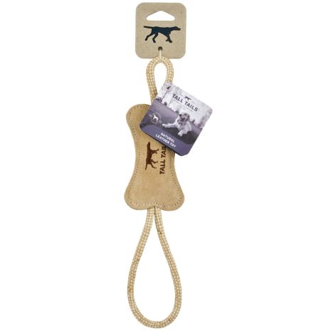 Natural Leather Bone Tug Toy - 12"