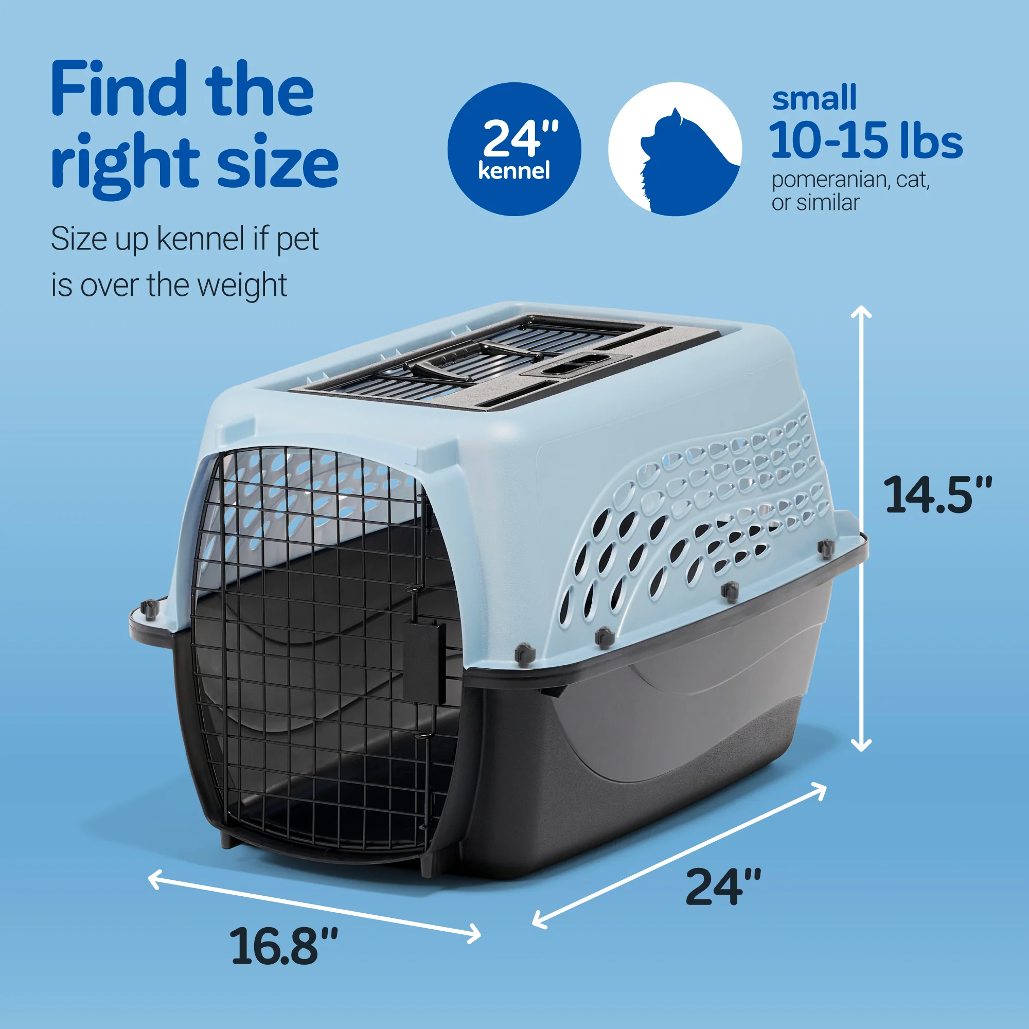 Top Load Kennel 2 Door Ash Blue - Medium