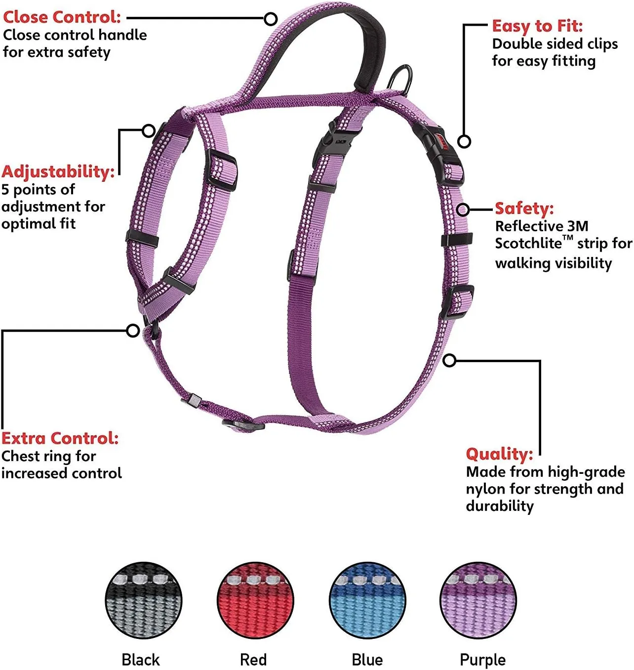 HALTI Walking Harness (chest 22" - 30") - Purple