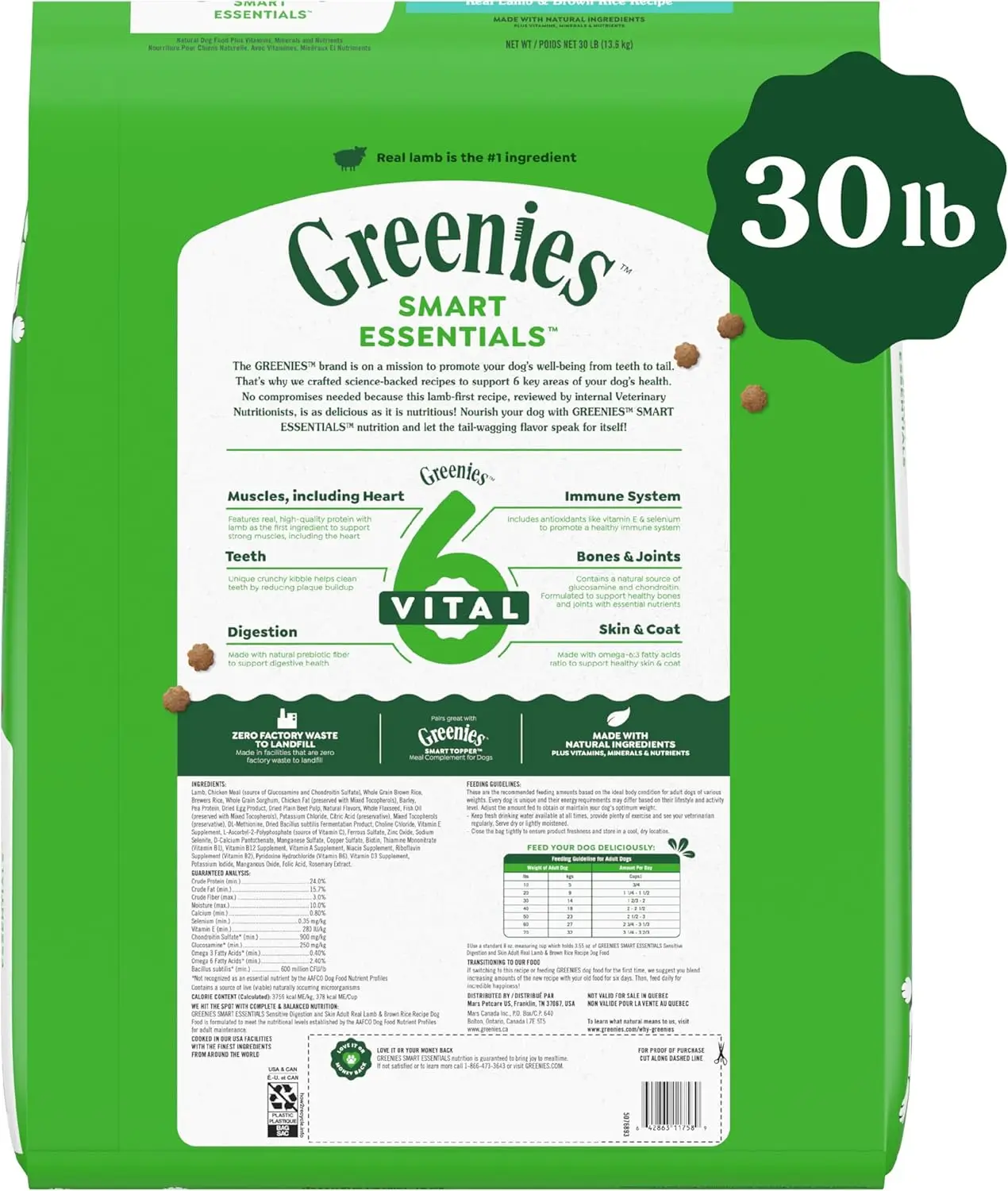 Greenies Smart Essentials Sensitive Digestion & Skin Adult Dry Dog Food - Lamb Flavor